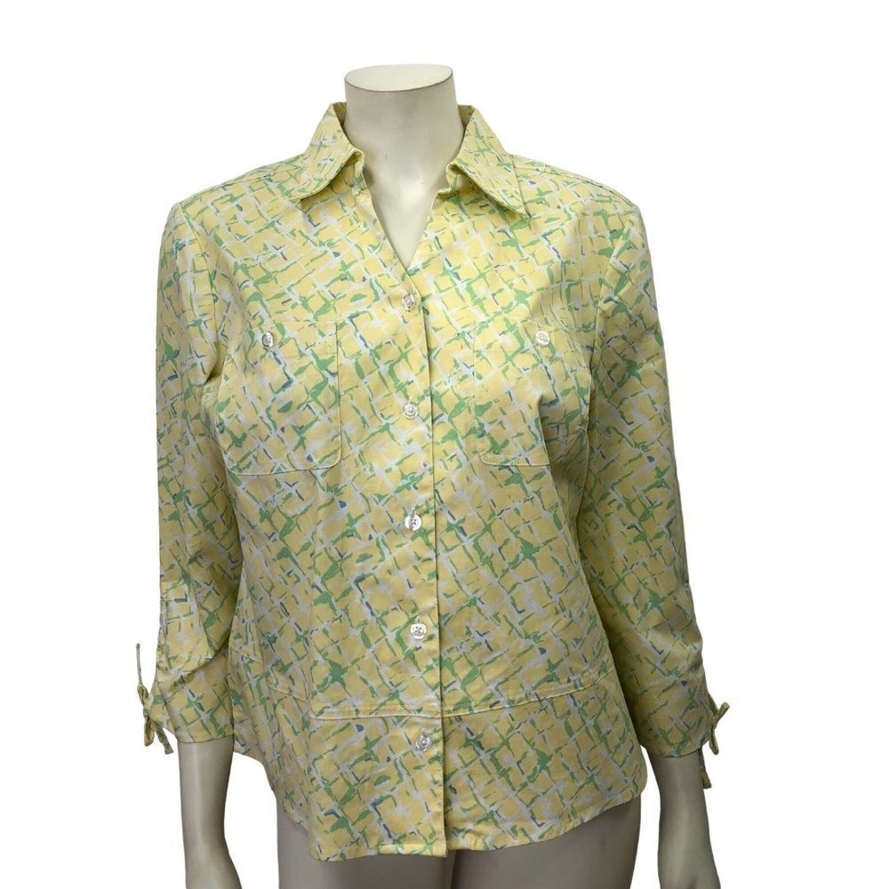 CHRISTOPHER & BANKS LONG SLEEVE BUTTON STRETCH BLOUSE‎ MD